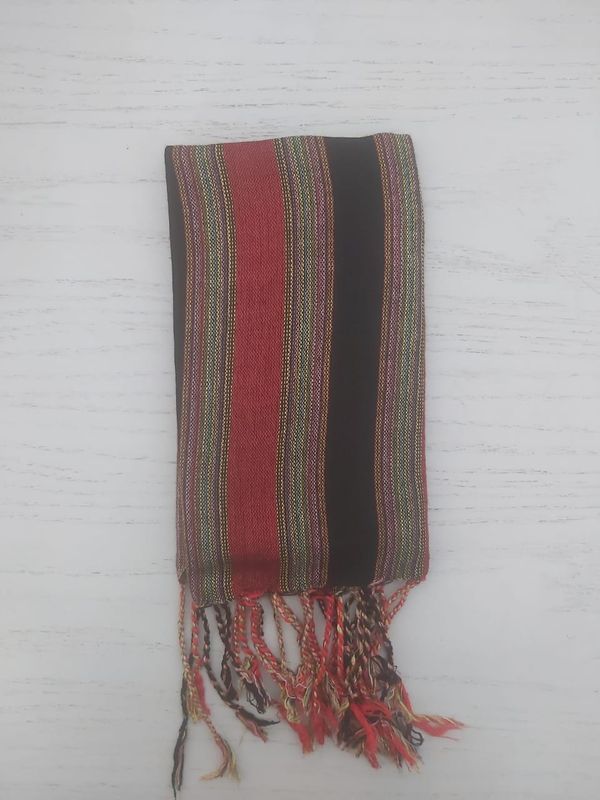 Red &amp; Black Wide Stripes Small Scarf
