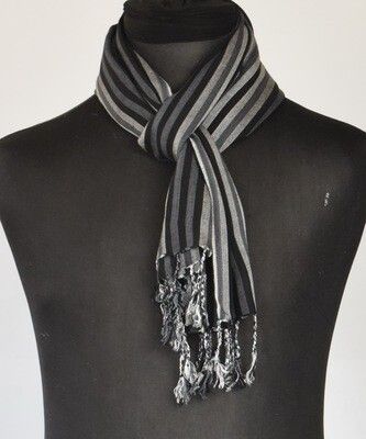 Black &amp; Grey Stripes Small Scarf