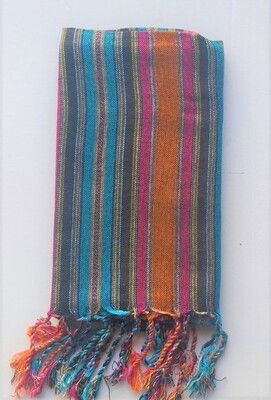 Black, Turquoise &amp; Orange Stripes Small Scarf