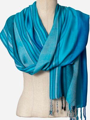 Turquoise &amp; Blue stripes Shawl