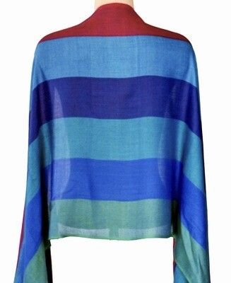 Blue &amp; Red &amp; Turquoise stripes Shawl