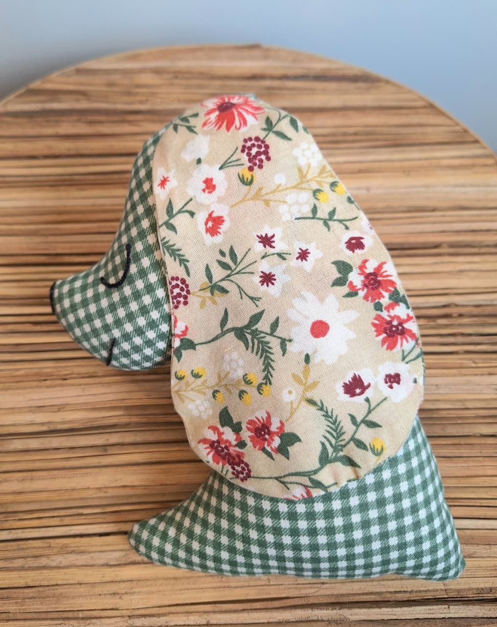 Mini Cocker Spaniel, Green White Squares  &amp; Flowers Ears