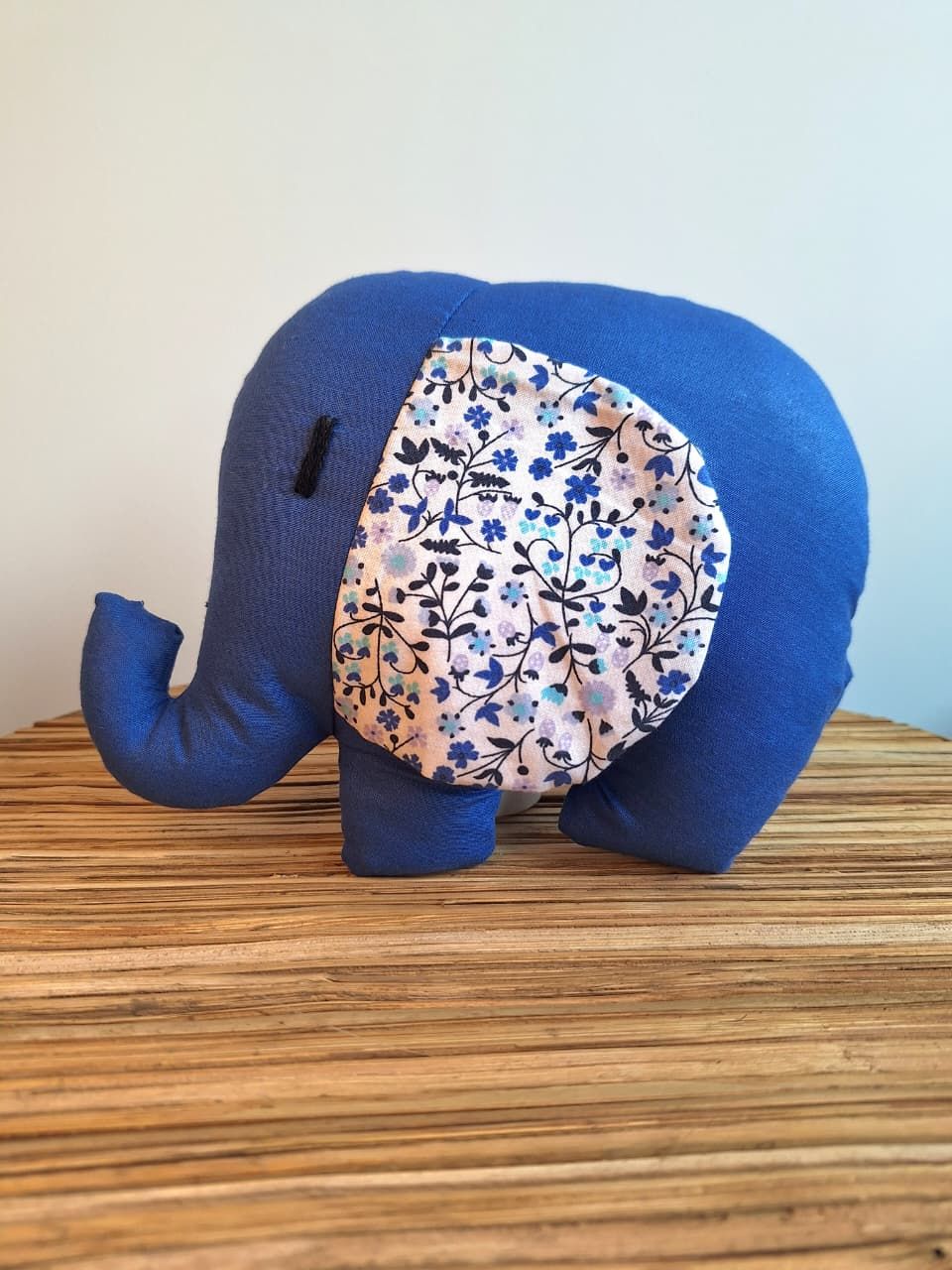 Mini Elephant: Blue with Roses Ears