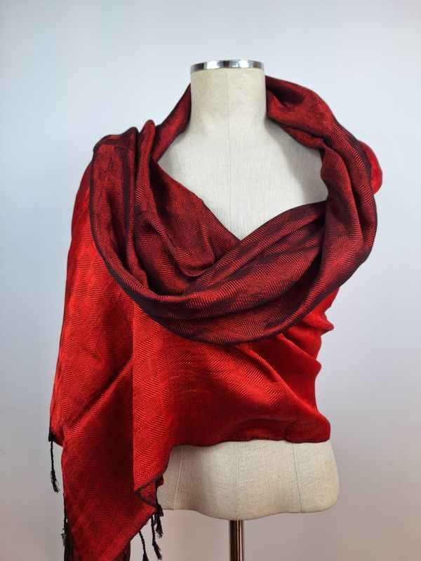 Shiny Double Face Shawl, Dark Red