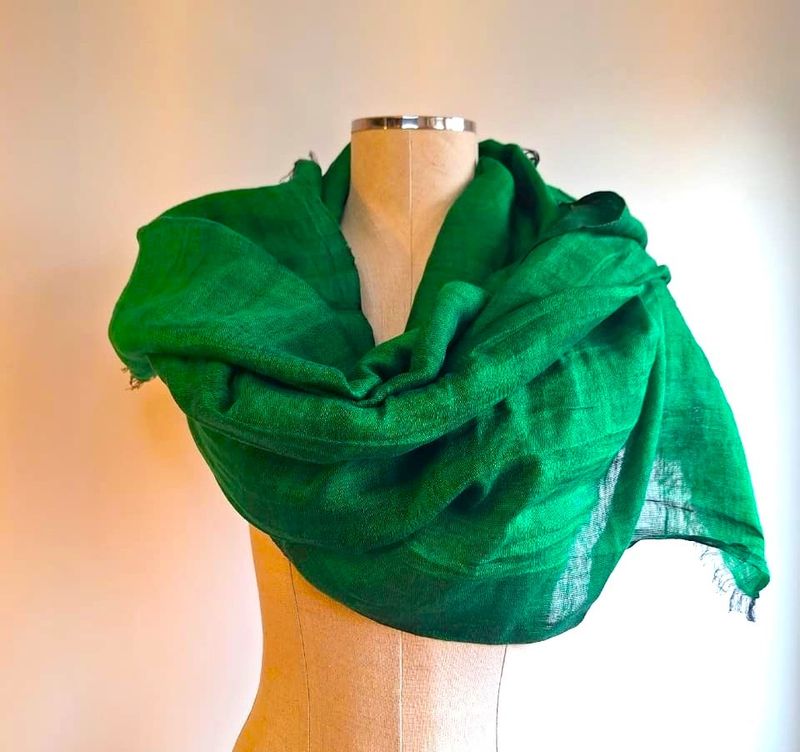 Linen Shawl: Bright Green