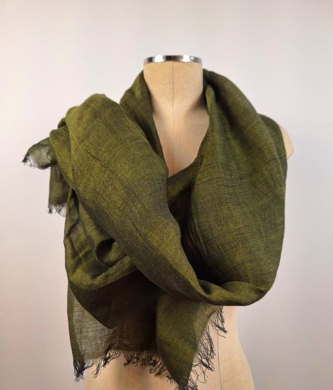 Linen Shawl: Dark Olive