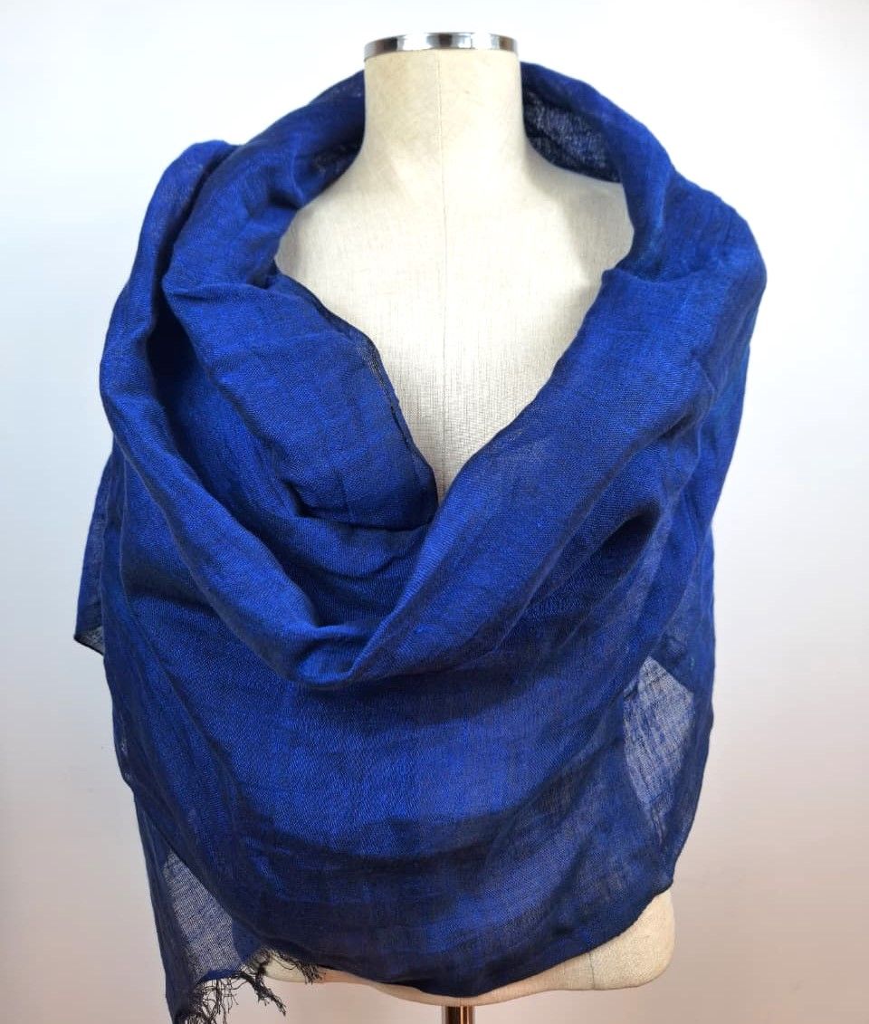 Linen Shawl: Medium Blue