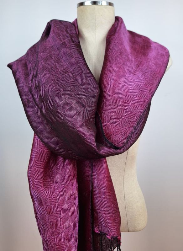 Shiny Double Face Shawl, Fuchsia