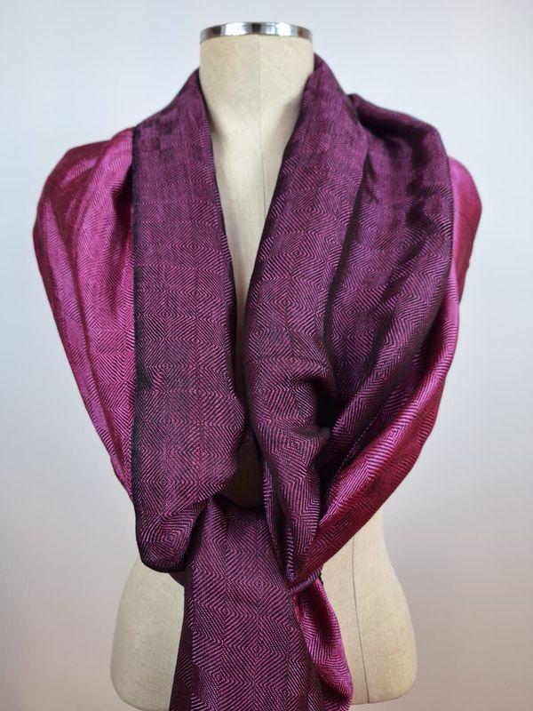 Shiny Double Face Shawl, Fuchsia/Mauve
