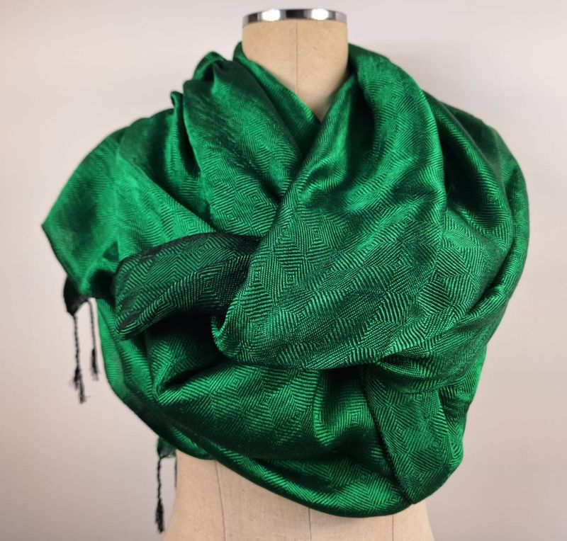 Shiny Double Face Shawl, Green