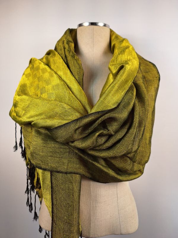 Shiny Double Face Shawl,  Yellow