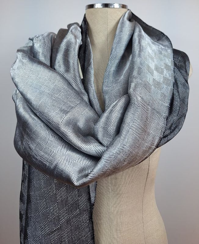 Shiny Double Face Shawl, Silver