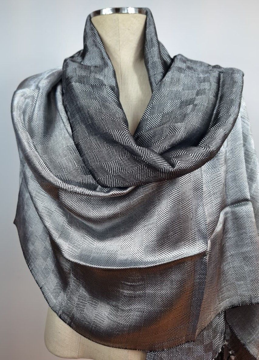 Shiny Double Face Shawl, Silver