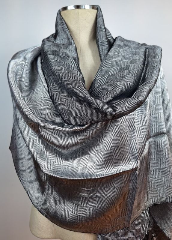 Shiny Double Face Shawl, Silver