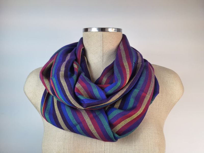 Mixed Blue Infinity Scarf