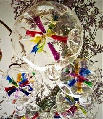 Glass Balls with Colored Holes Ornaments