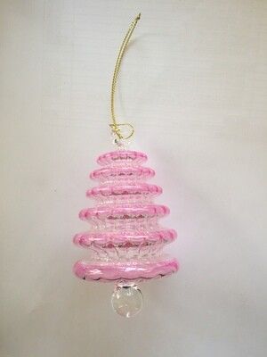 Tree Glass Ornament, Pink	2