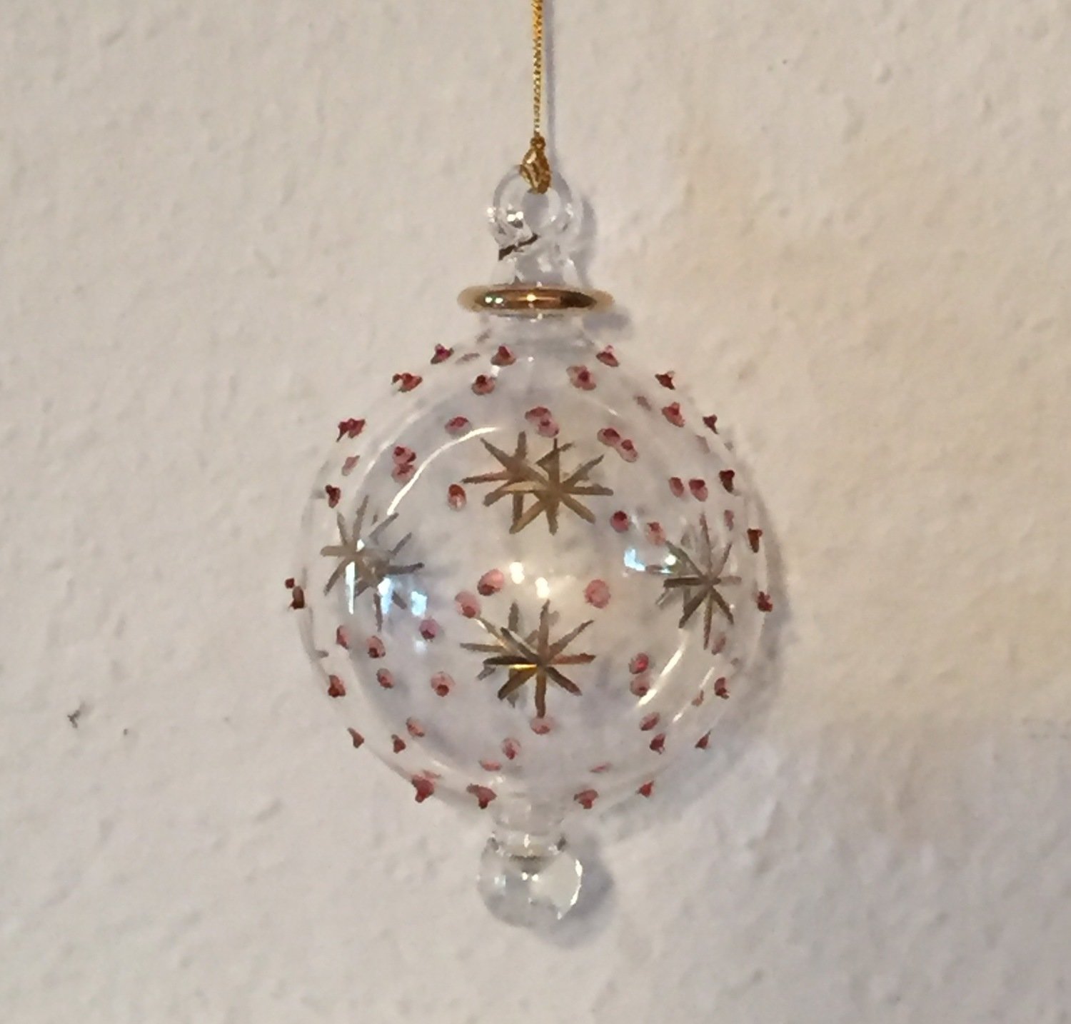 Glass Ball with Stars & Red Dots