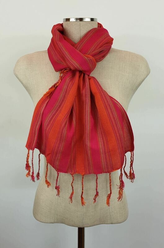 Fuchsia &amp; Orange Wide Stripes Small Scarf