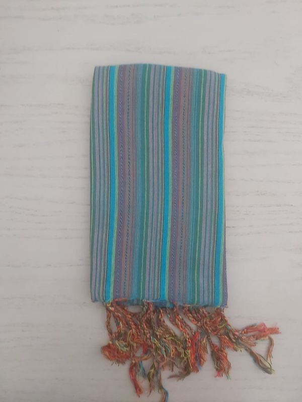 Turquoise with Red Stripes Small Scarf