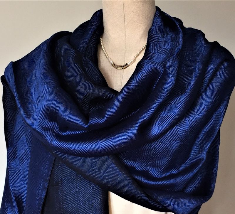 Shiny Double Face Shawl,  Blue