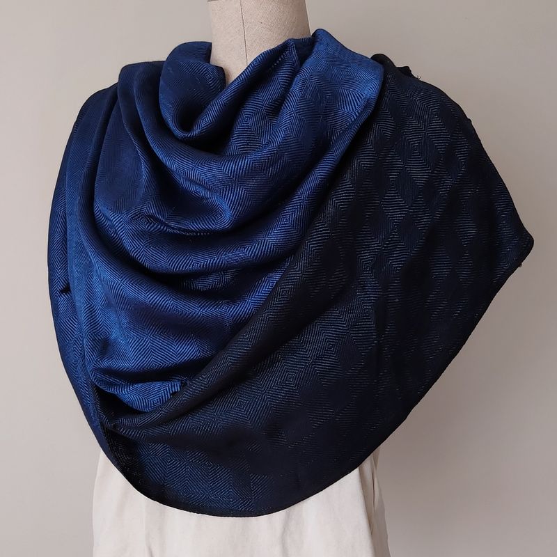 Shiny Double Face Shawl,  Blue