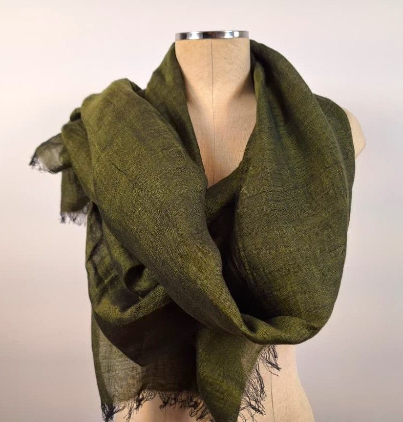Linen Shawl: Dark Olive