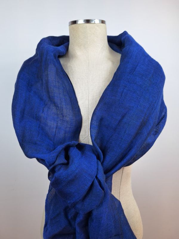 Linen Shawl: Cobalt Blue