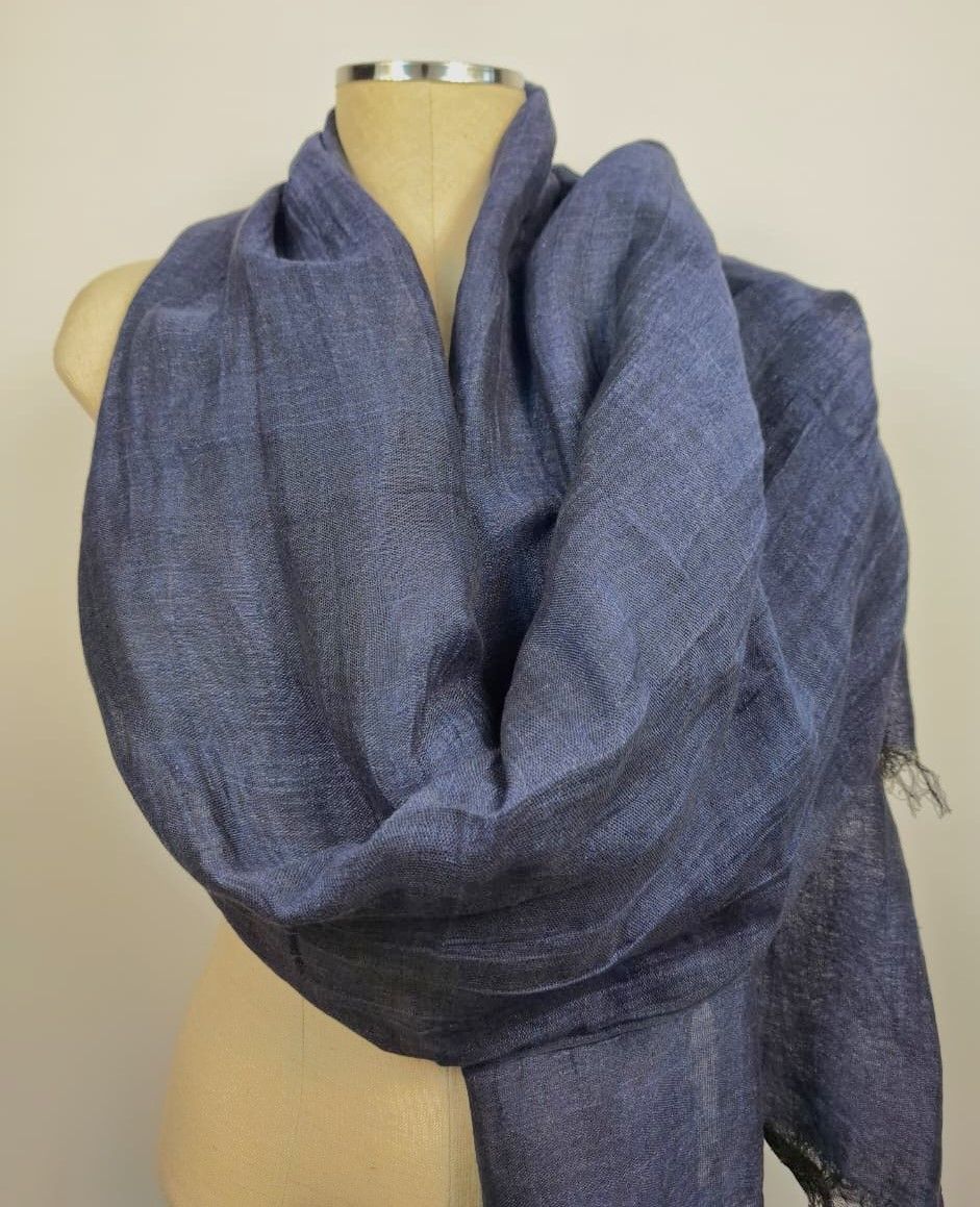 Linen Shawl: Medium Blue