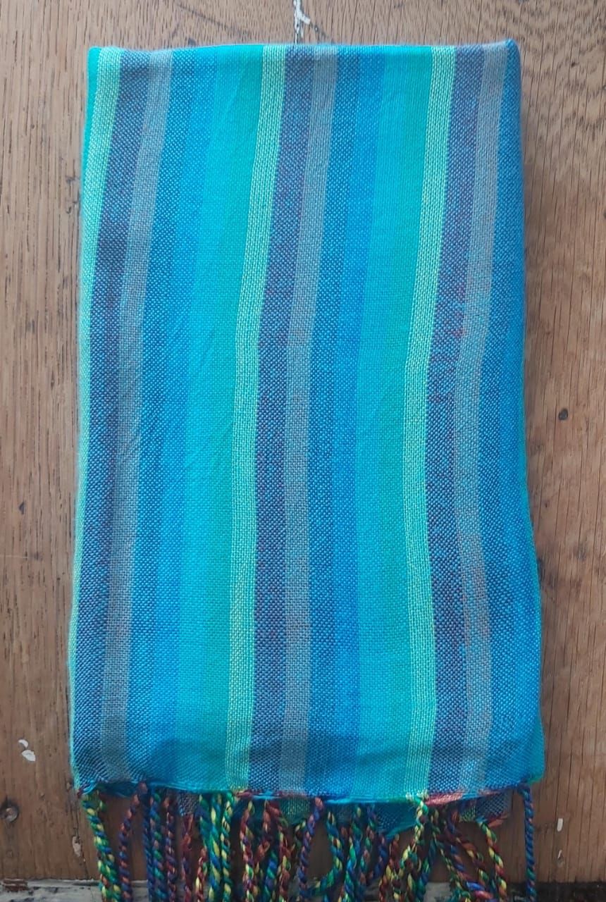 Turquoise Rainbow Stripes Small Scarf