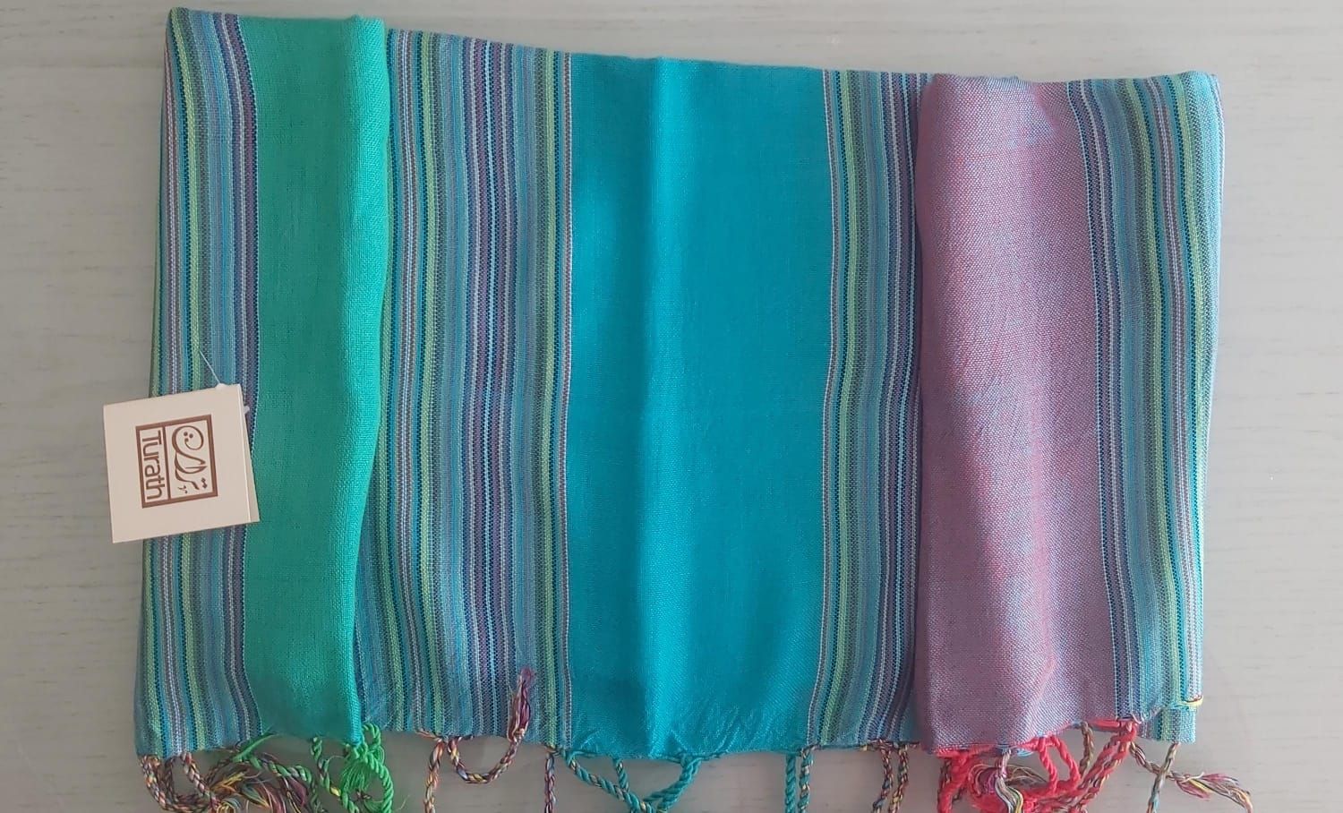 Green &amp; Red  Turquoise Stripes Shawl