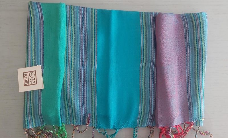 Green &amp; Red  Turquoise Stripes Shawl