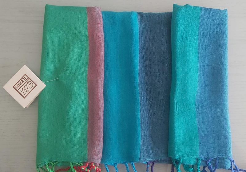 Green &amp; Red  Turquoise Stripes Shawl