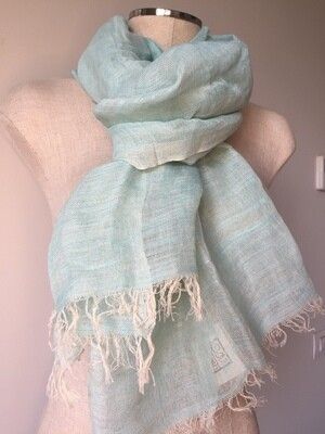 Linen Shawl: Light Turquoise