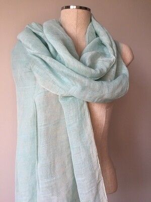 Linen Shawl: Light Turquoise