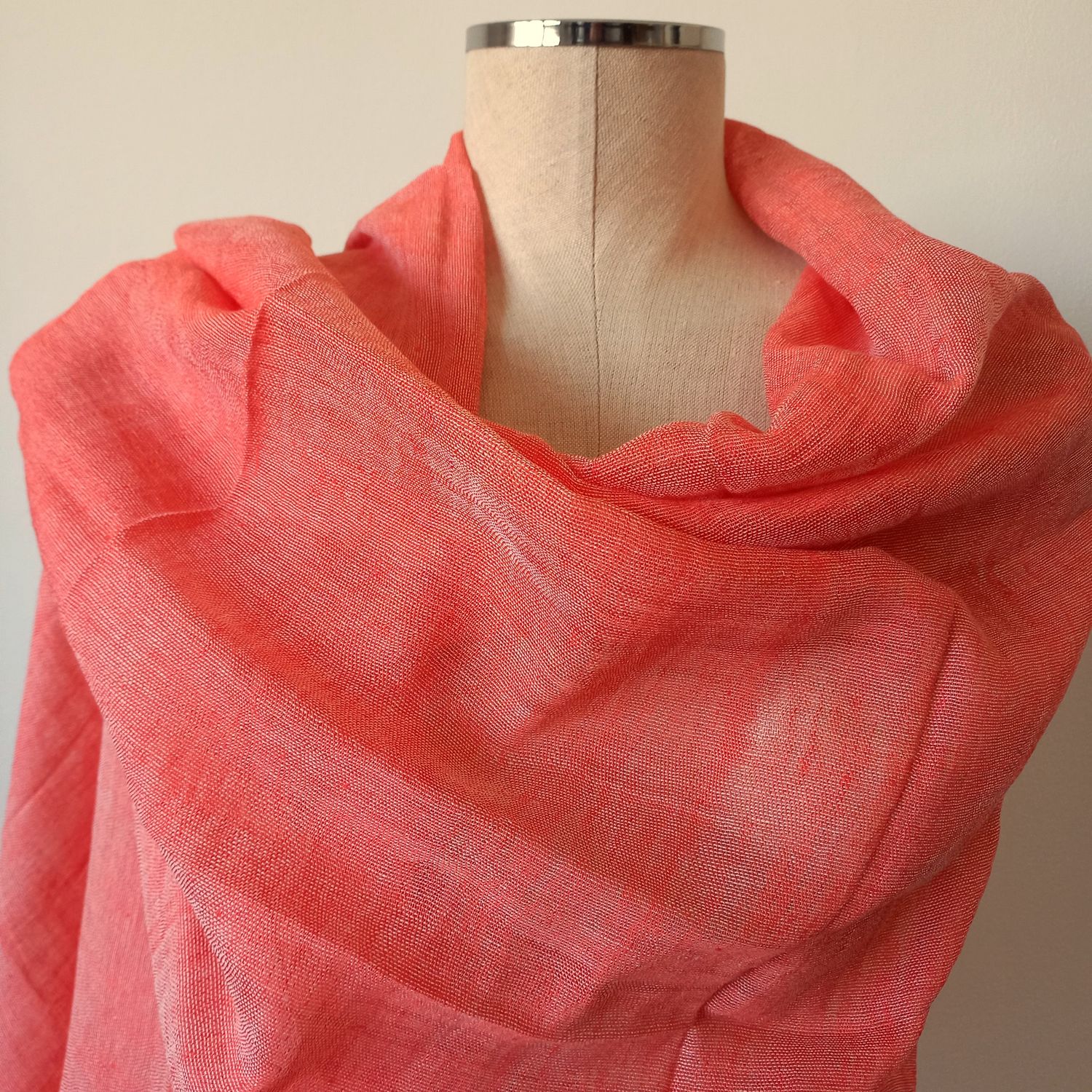 Linen Shawl: Light Red