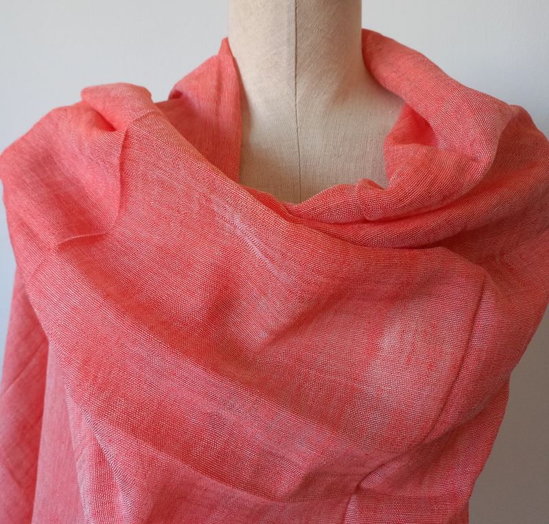 Linen Shawl: Light Red