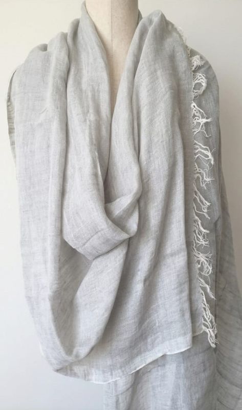 Linen Shawl: Very Light Grey