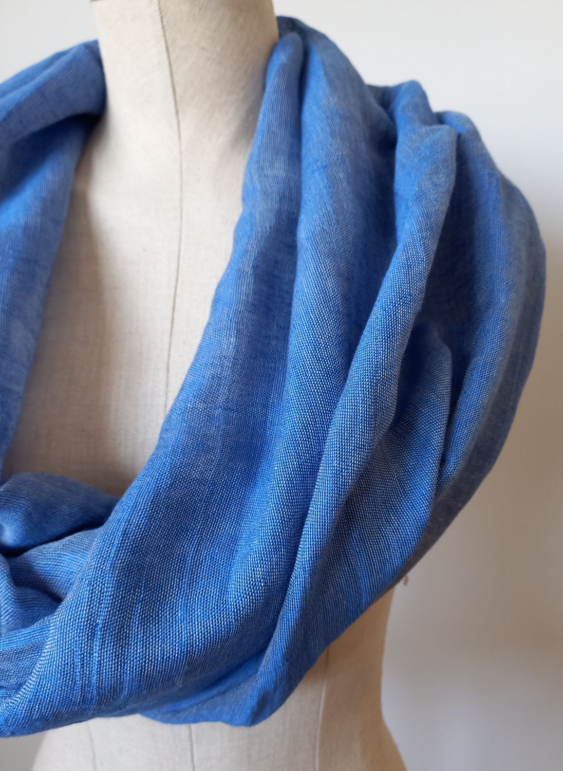 Linen Shawl: Medium Blue