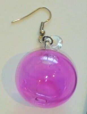 Glass Earrings Round 3 cm: Fuchsia