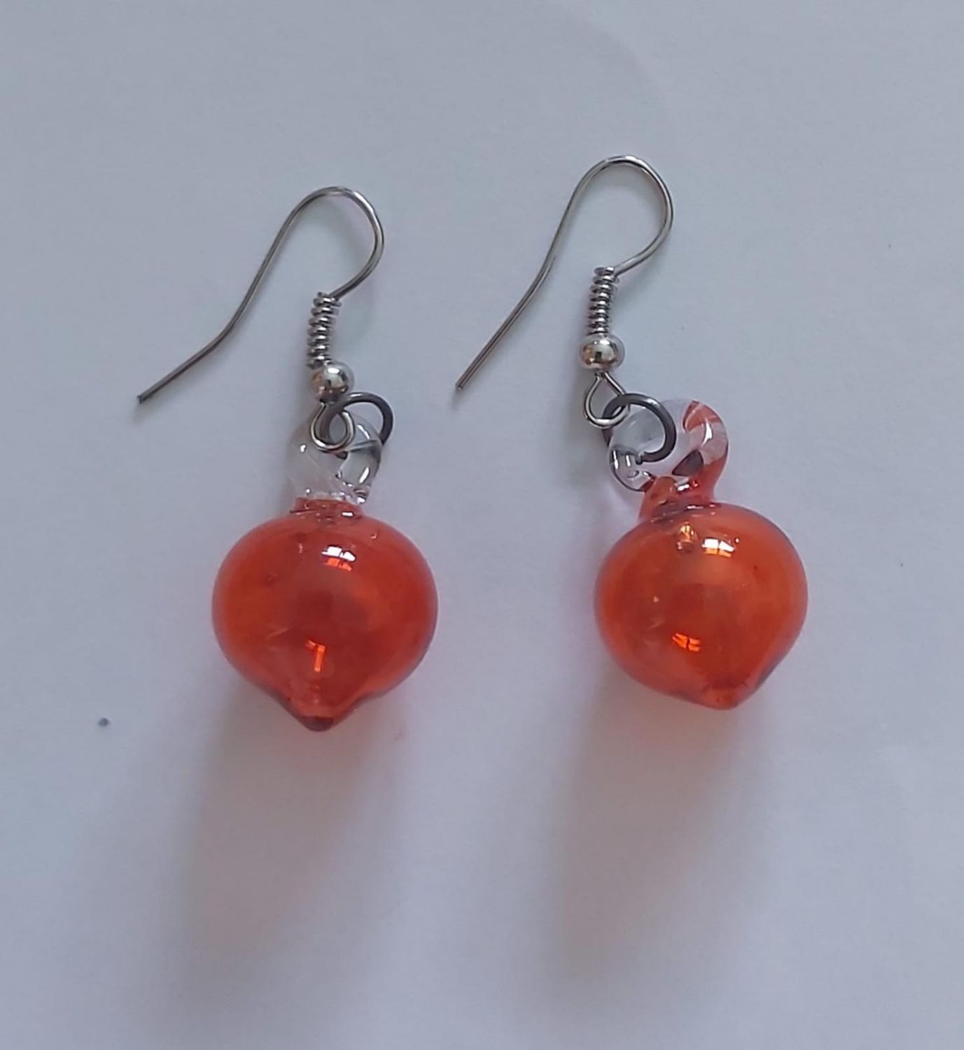 Glass Earrings Round 1cm: Dark Orange