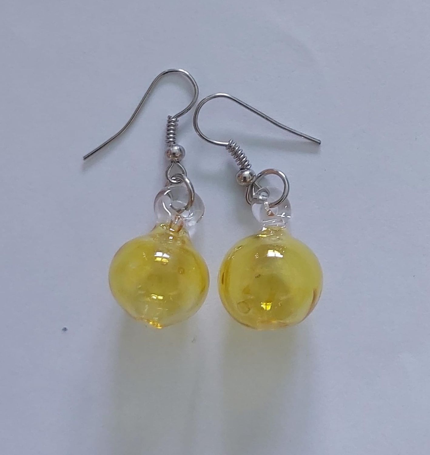 Glass Earrings Round 1cm: Yellow