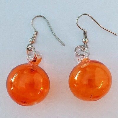 Glass Earrings Round 2 cm: Orange