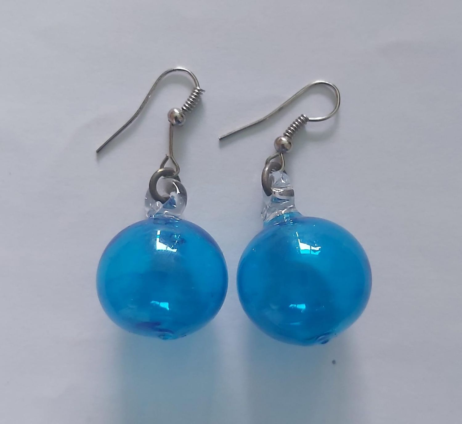 Glass Earrings Round 2 cm: Turquoise