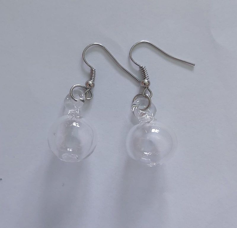 Glass Earrings Round 2 cm: Transparent