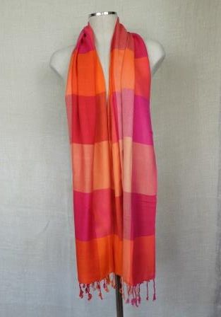 Fuchsia &amp; Orange checkered shawl