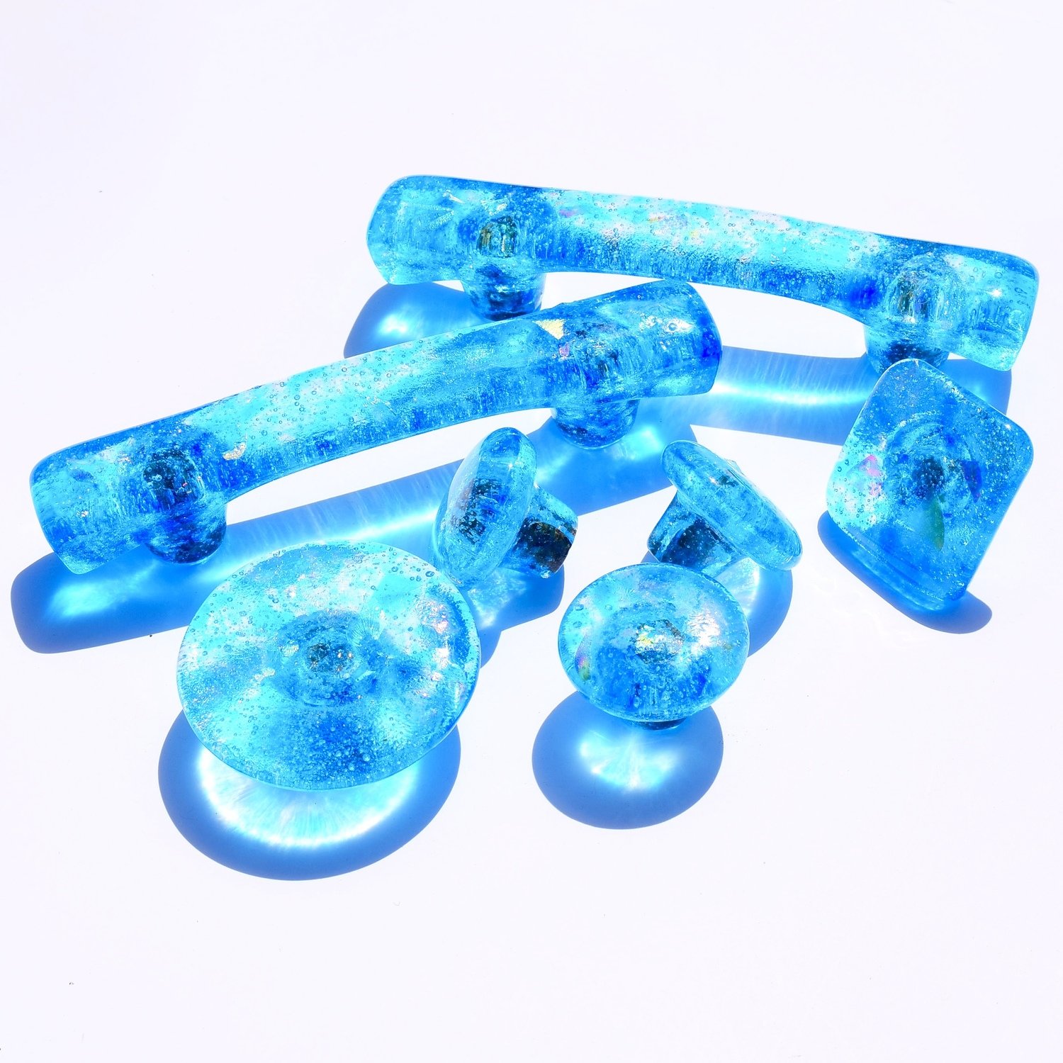 Handmade Blue Glass Cabinet Hardware