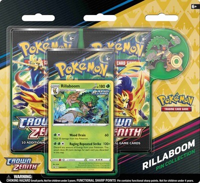 Pokemon - Crown Zenith - Pin Collection Blister Pack - Rillaboom
