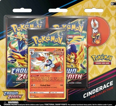 Pokemon - Crown Zenith - Pin Collection Blister Pack - Cinderace