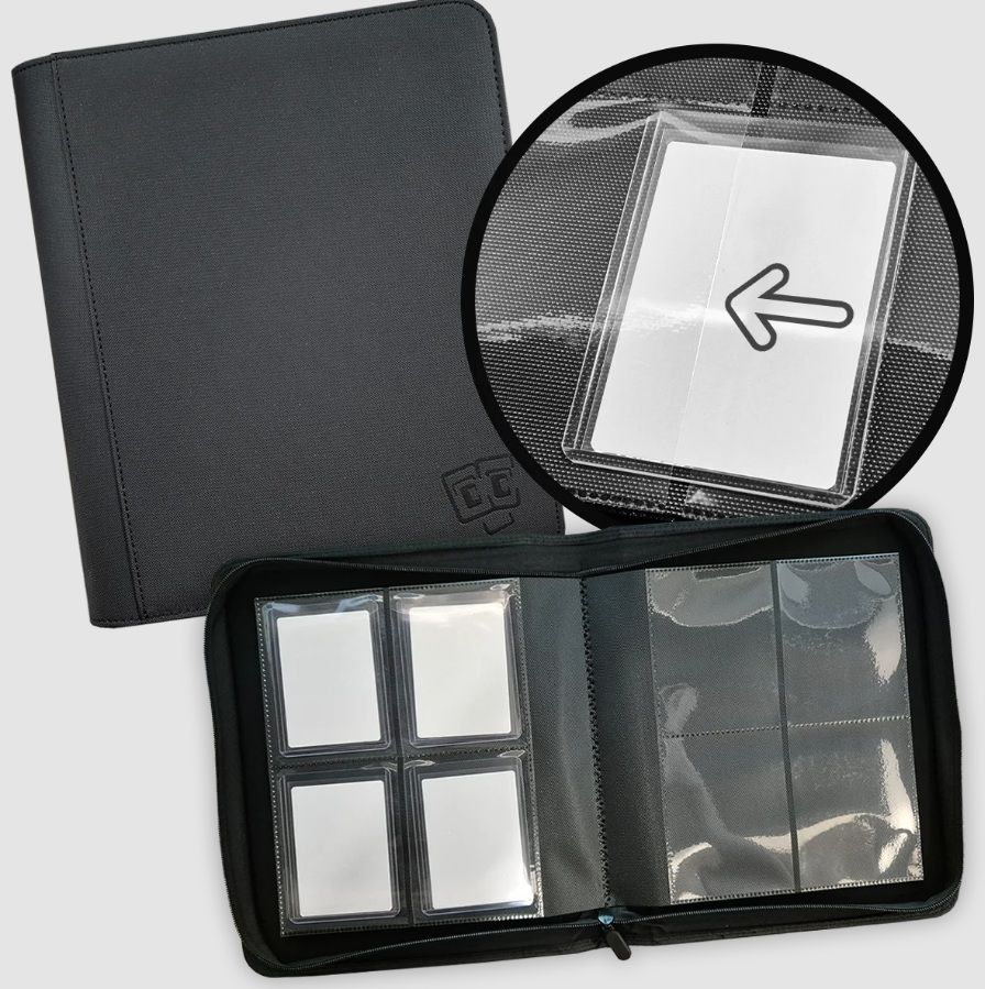 TCG GURU - 4-Pocket Toploader Leather Binder - Black